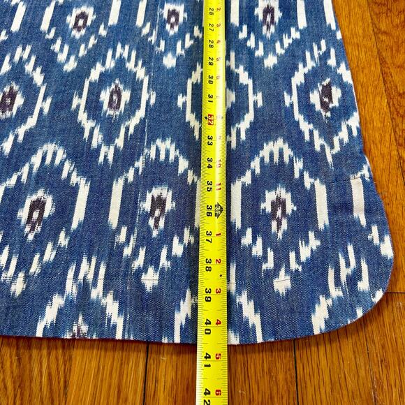 Vintage 70s Handmade Retro Patterned Blue and White Dress with Pockets Size Med - Picture 10 of 13